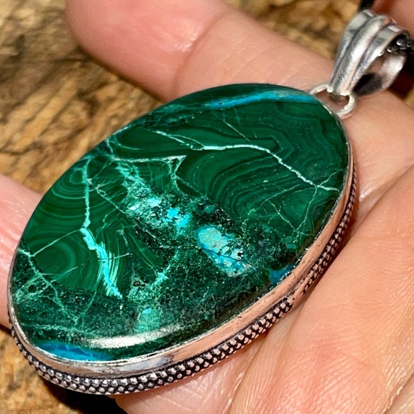 Azurite Malachite Crystal Pendant 2 1/4” - Picture 4 of 12